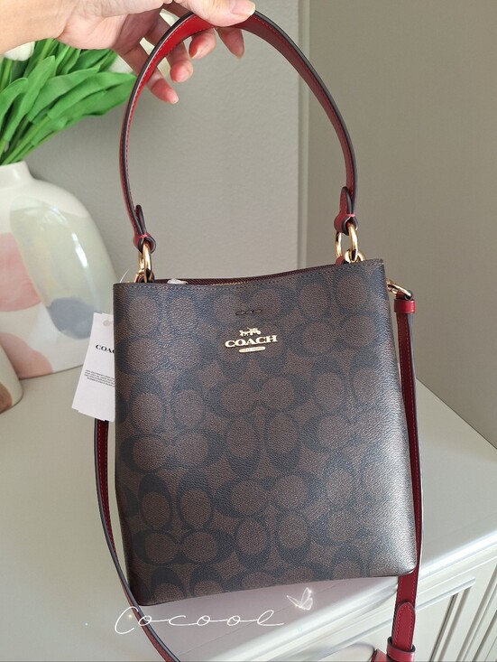 Coach Handbags - NWT!COACH SMALL TOWN BUCKET BAG IN SIGNATURE CANVAS ( 2312) IM/BROWN 1941 RED